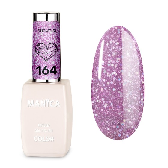 Fioletowy Lakier Hybrydowy LED/UV 10ml z  drobinkami | MANICA.PL