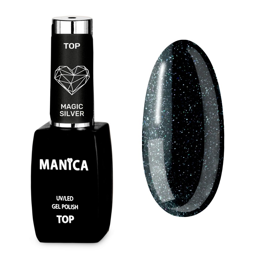 Manica Top hybrydowy UV/LED Gel Polish Top Magic Silver 10ml