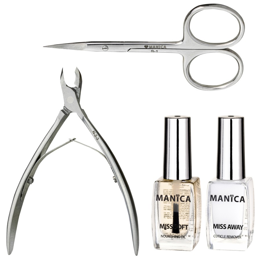 Zestaw Manica Piękne skórki (cążki, nożyczki, cuticle remover, oliwka)