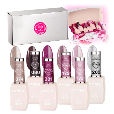 MANICA Zestaw Lakierów Hybrydowych z brokatem - Glitter Set