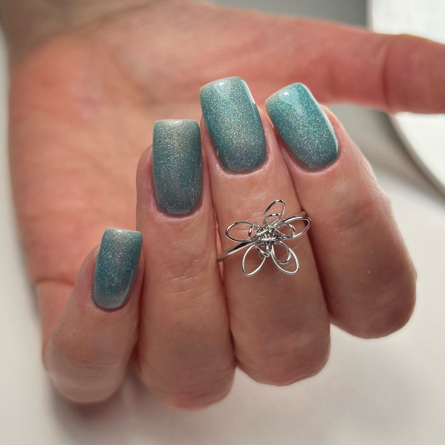 Miętowy Lakier Hybrydowy LED/UV z drobinkami połysk | MANICA.PL