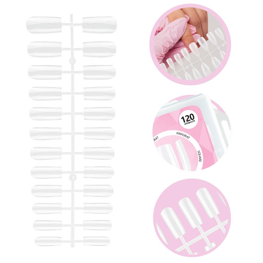 Manica FLEXI Gel Tips - Tipsy kwadrat Clear 120 szt.