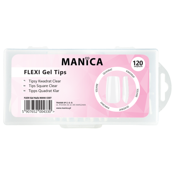 Manica FLEXI Gel Tips - Tipsy kwadrat Clear 120 szt.