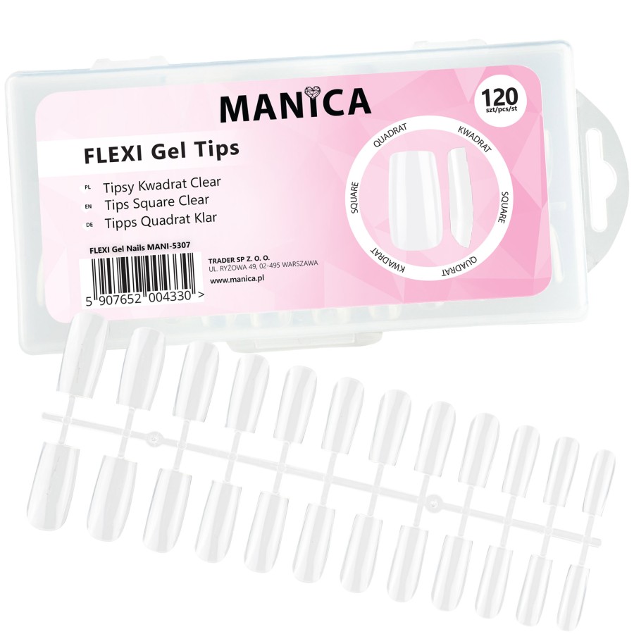 Manica FLEXI Gel Tips - Tipsy kwadrat Clear 120 szt.