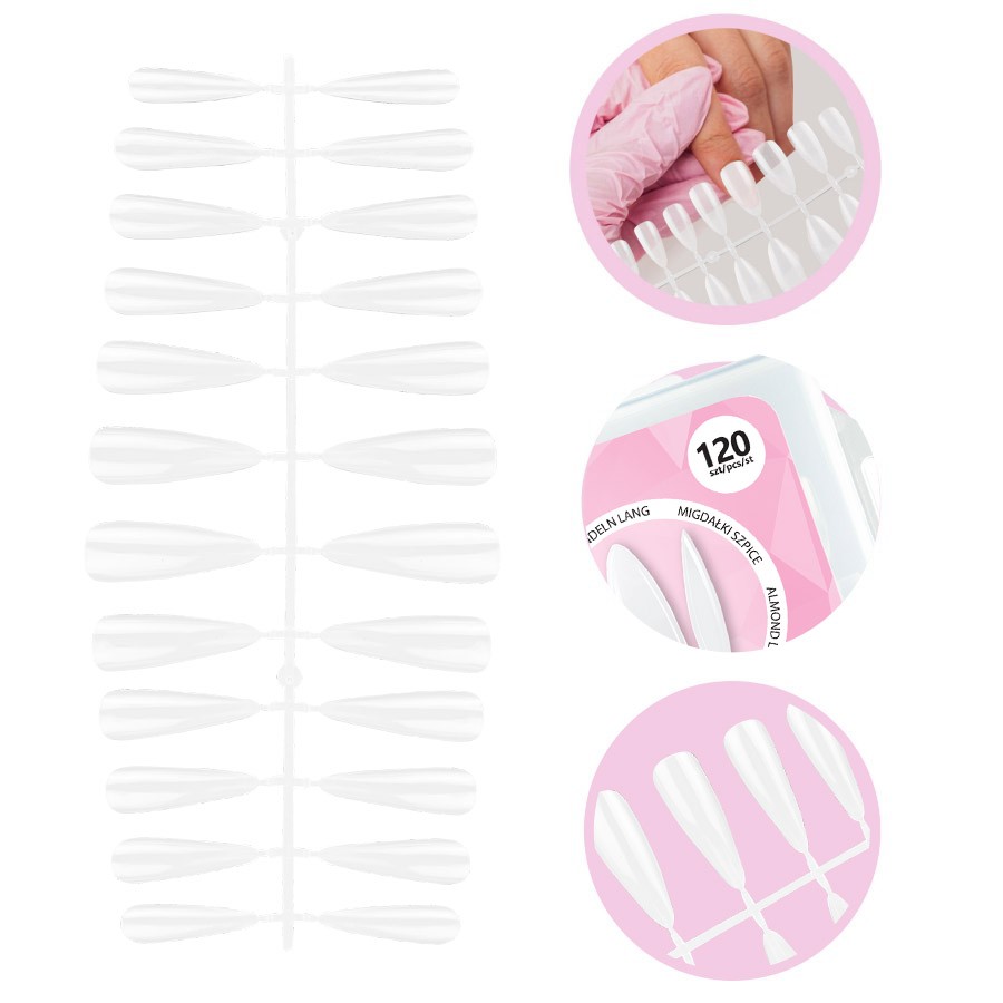 Manica FLEXI Gel Tips - Tipsy migdałki long Clear 120 szt.