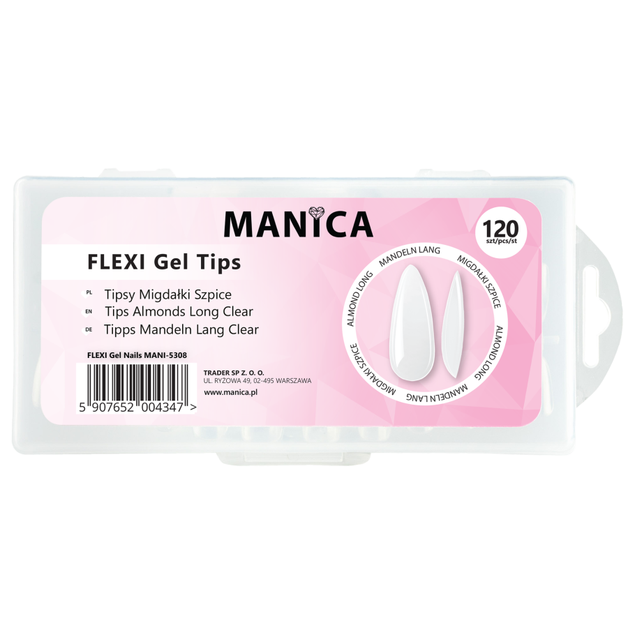 Manica FLEXI Gel Tips - Tipsy migdałki long Clear 120 szt.