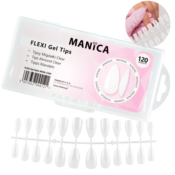 FLEXI Gel Tips Tipsy migdałki Clear 120 szt. uniwersalne | MANICA.PL