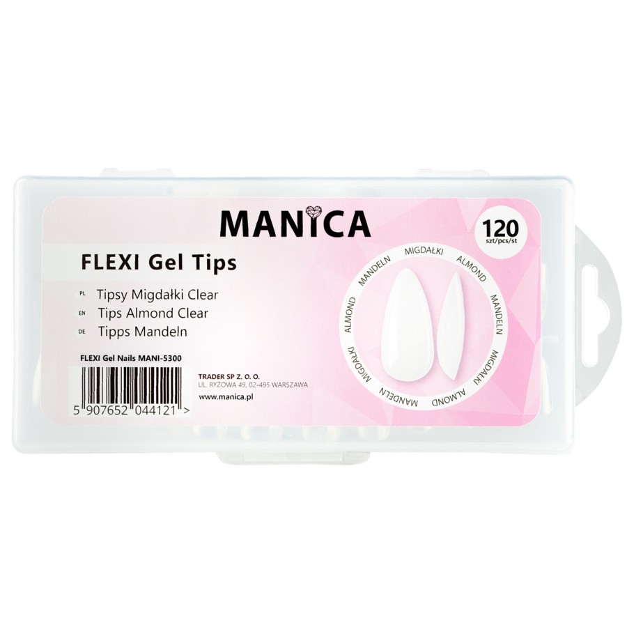 FLEXI Gel Tips Tipsy migdałki Clear 120 szt. uniwersalne | MANICA.PL