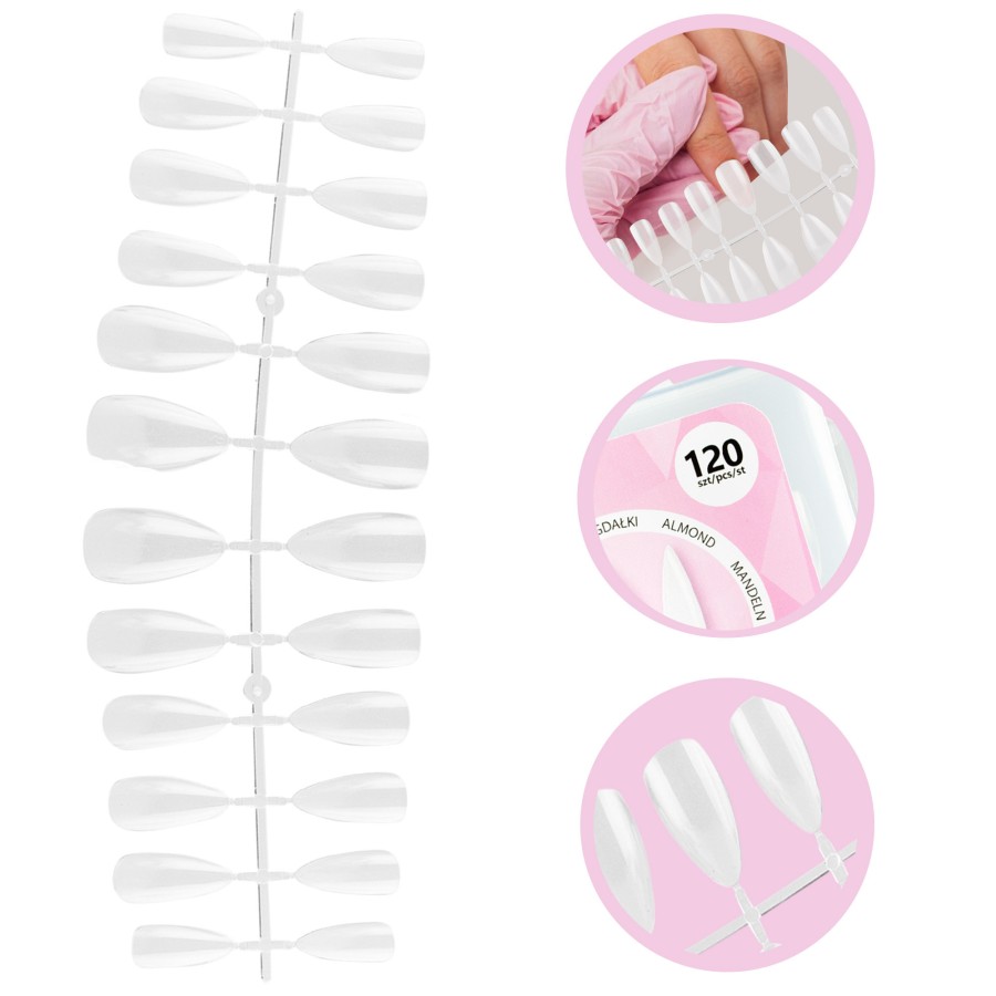 FLEXI Gel Tips Tipsy migdałki Clear 120 szt. uniwersalne | MANICA.PL