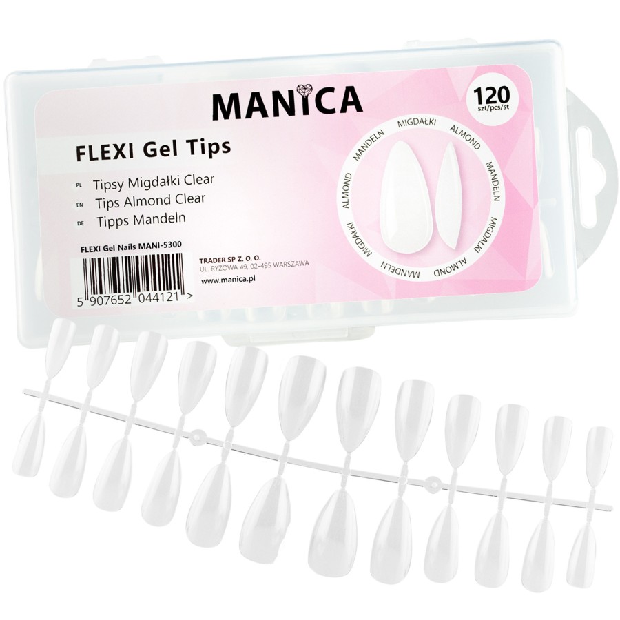 FLEXI Gel Tips Tipsy migdałki Clear 120 szt. uniwersalne | MANICA.PL