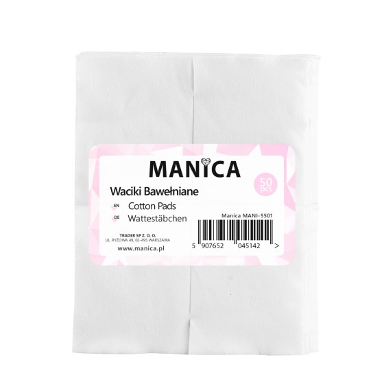 Waciki bezpyłowe 50 sztuk  do precyzyjnego manicure | MANICA.PL