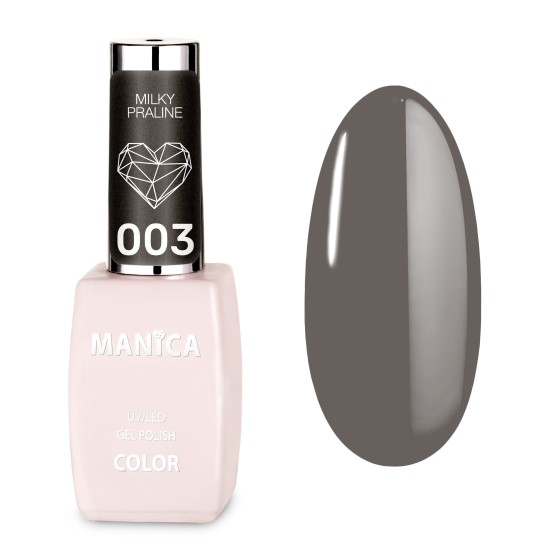 Subtelny lakier hybrydowy LED/UV szaro-brązowy Milk Praline | MANICA.