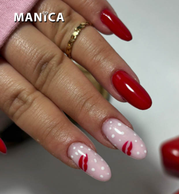 Bordowe paznokcie z serduszkiem